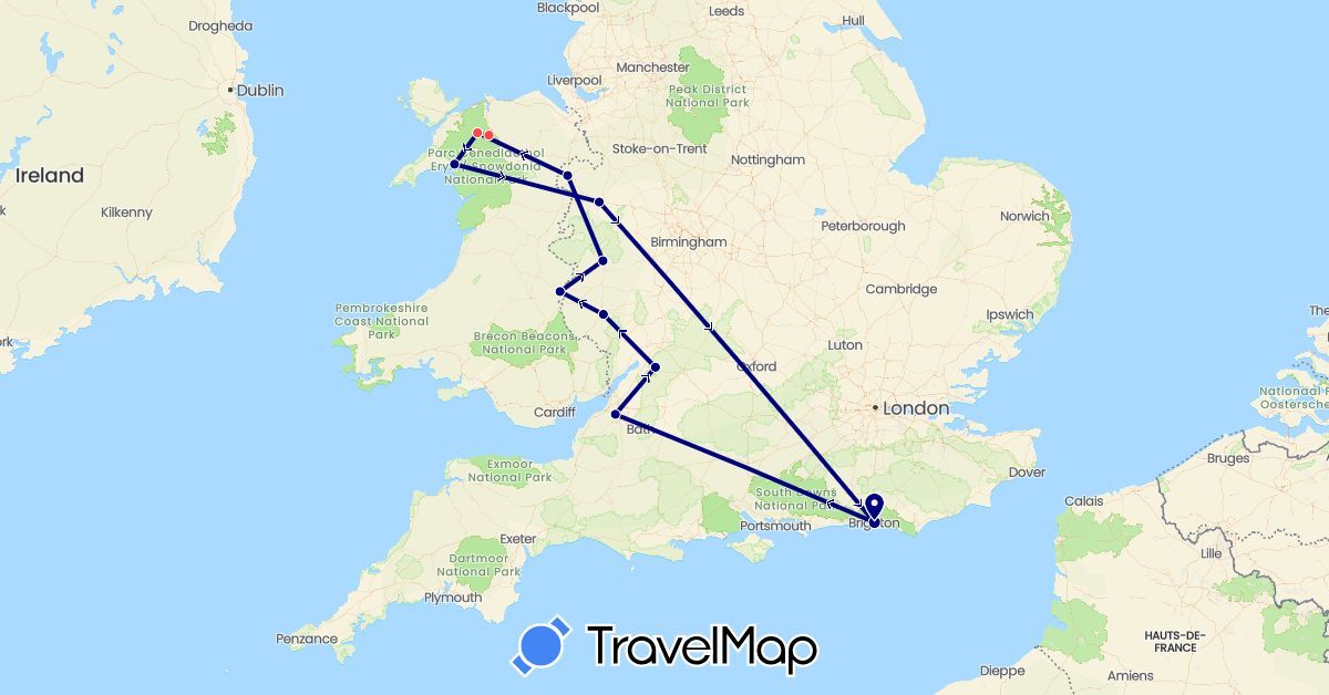 TravelMap itinerary: driving, hiking in United Kingdom (Europe)